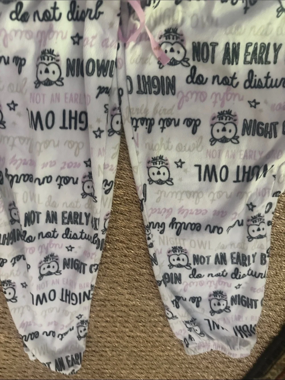 Justice White & Light Pink Owl Print Pajama Set